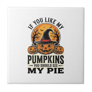 Halloween-Kürbis Lustiges Vintage-Pie-Zitat_1 Fliese
