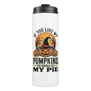 Halloween-Kürbis Lustiges Vintage-Pie-Zitat_1 Thermosbecher