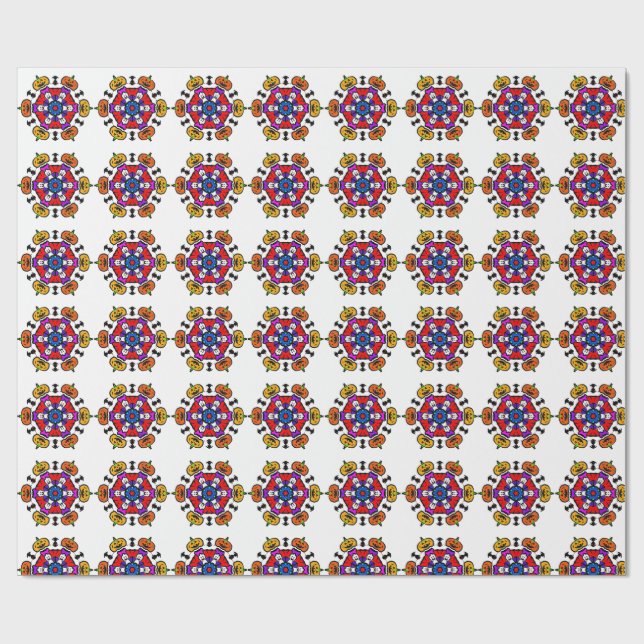 Halloween-Kürbis-Mandala Geschenkpapier (Flach)