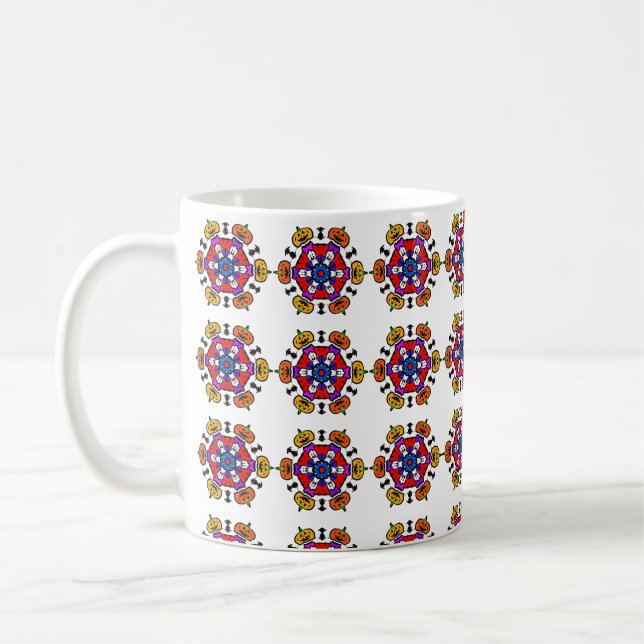Halloween-Kürbis-Mandala Kaffeetasse (Links)