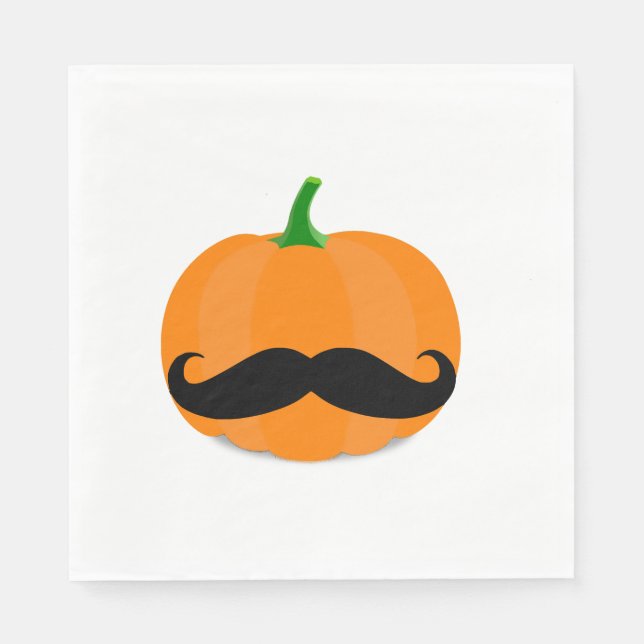 Halloween-Kürbis mit Bart Serviette (Vorderseite)