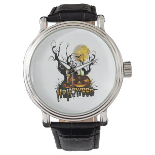 Halloween-Kürbis mit Eule Armbanduhr
