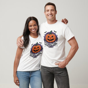 Halloween Kürbis mit Fledermäusen und Spinnen T-Shirt