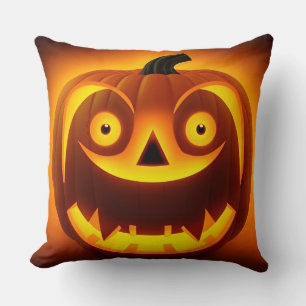 Halloween-Kürbis mit gruseliger Fratze Kissen