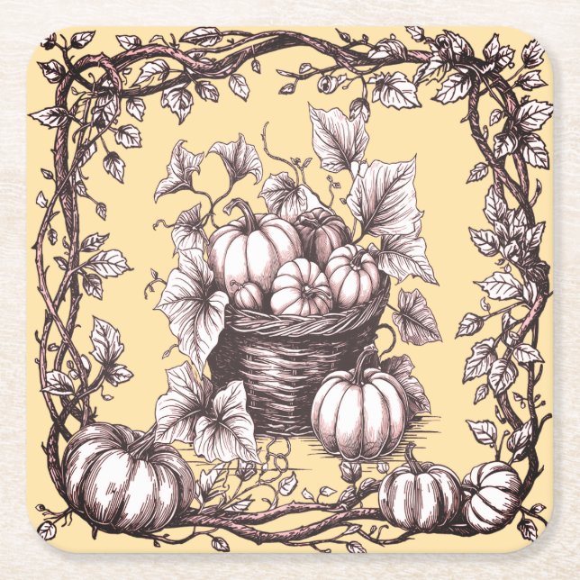 Halloween-Kürbis mit Herbstblättern Rechteckiger Pappuntersetzer (Vorderseite)