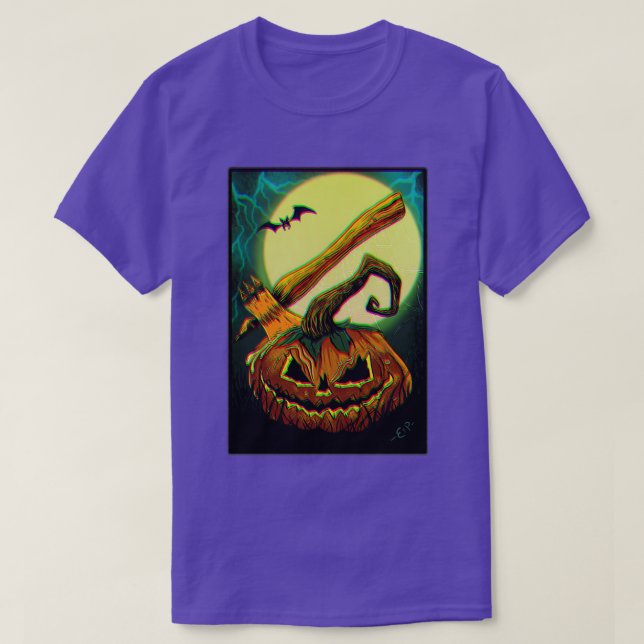 Halloween-Kürbis mit visuellem Glitzeffekt T-Shirt (Design vorne)