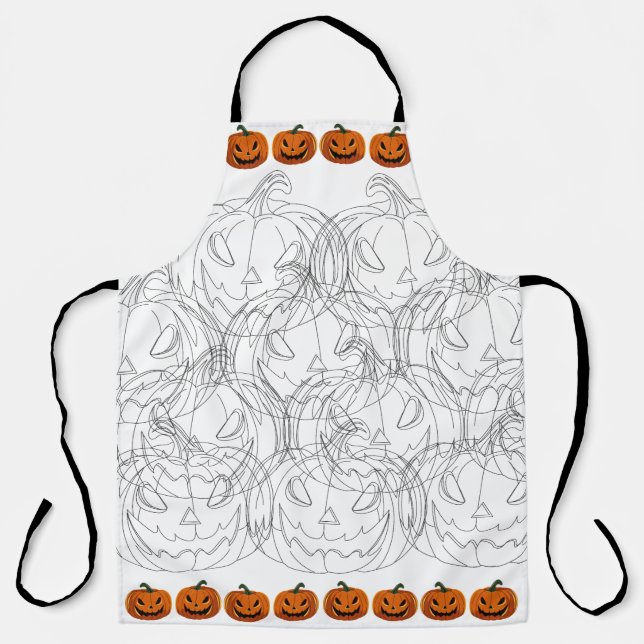 Halloween-Kürbis mit Zierpum Schürze (Vorderseite)