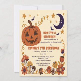 Halloween-Kürbis-Mond-Blumen-Einladung Einladung