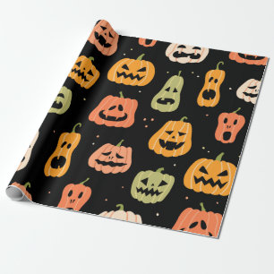 Halloween Kürbis nahtloses Muster. Handzeichen Geschenkpapier