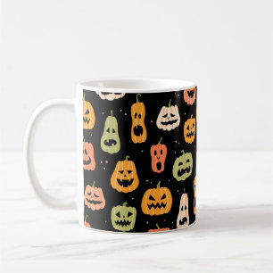 Halloween Kürbis nahtloses Muster. Handzeichen Kaffeetasse