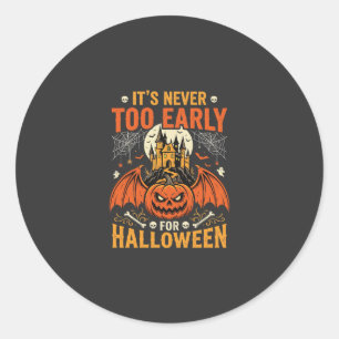 Halloween-Kürbis Nie Zu Früh Burg Grafik_1 Runder Aufkleber