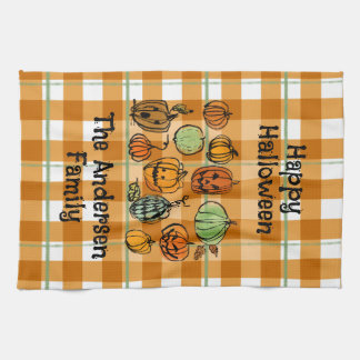 Halloween-Kürbis niedlicher Gingham Geschirrtuch
