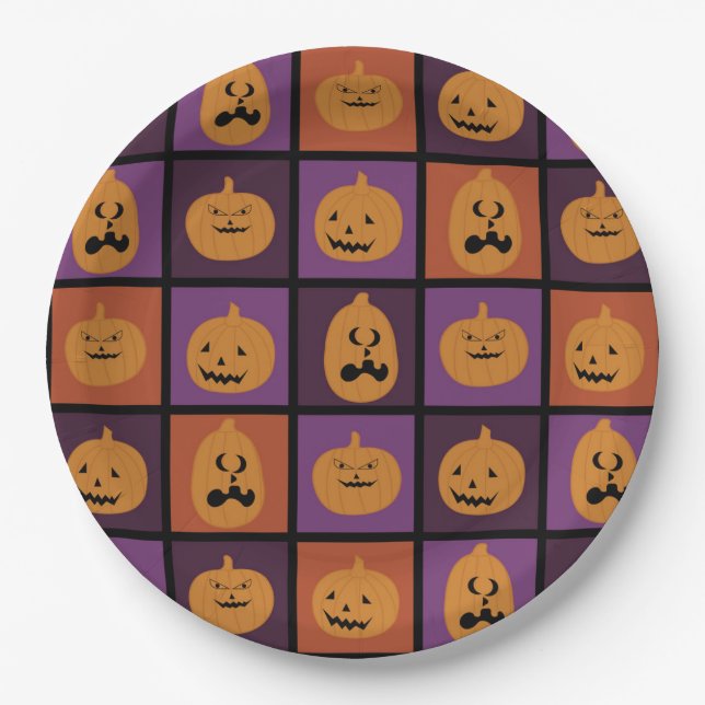Halloween-Kürbis Pappteller (Vorderseite)