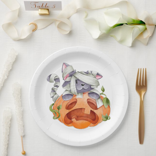 Halloween-Kürbis Pappteller (Hochzeit)