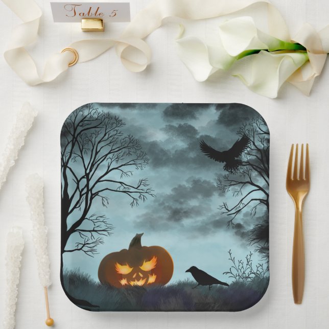 Halloween-Kürbis Pappteller (Hochzeit)