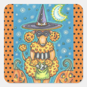 HALLOWEEN-KÜRBIS-PUDDEL-STICKERBOGEN Quadratisch Quadratischer Aufkleber