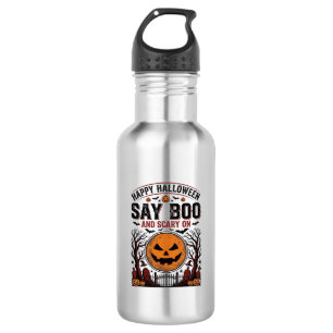 Halloween-Kürbis sagt Boo Gruselig Vintage_1 Edelstahlflasche