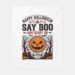 Halloween-Kürbis sagt Boo Gruselig Vintage_1 Fleecedecke