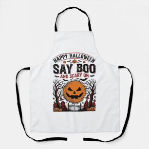 Halloween-Kürbis sagt Boo Gruselig Vintage_1 Schürze