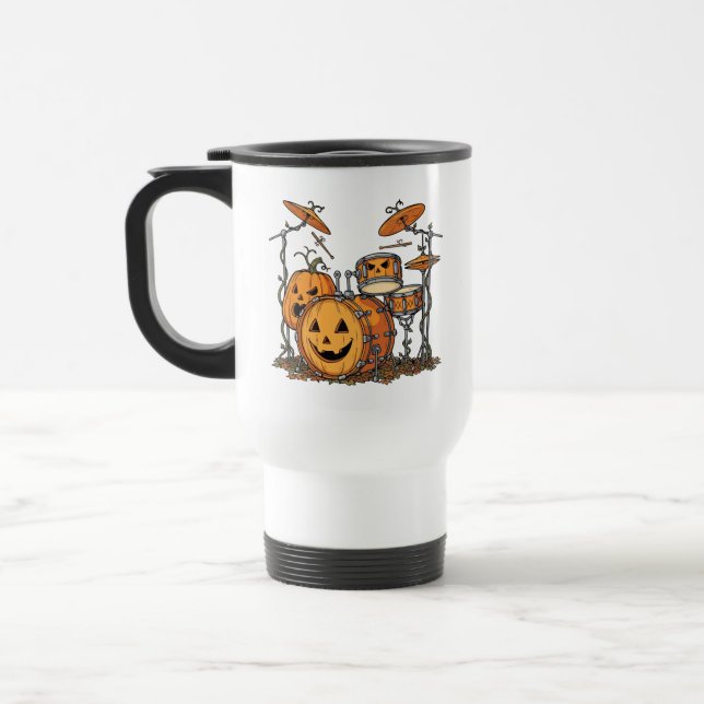 Halloween-Kürbis-Schlagzeug-Set Reisebecher (Links)