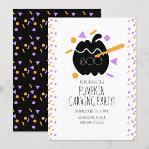 Halloween-Kürbis-Schnitzerei Schwarzer Kürbis Konf Einladung