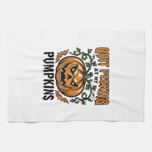 Halloween-Kürbis-Shirt Vintage-Gravur-Witz_1 Geschirrtuch