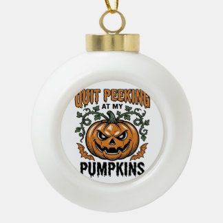 Halloween-Kürbis-Shirt Vintage-Gravur-Witz_1 Keramik Kugel-Ornament
