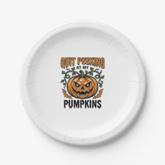 Halloween-Kürbis-Shirt Vintage-Gravur-Witz_1 Pappteller