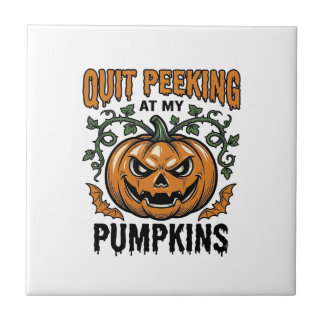 Halloween-Kürbis-Shirt Vintage-Gravur-Witz Fliese