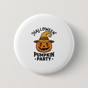 Halloween-Kürbis-Shirt Vintage-Hexenhut Spaß_1 Button