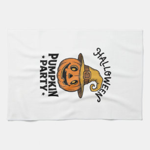 Halloween-Kürbis-Shirt Vintage-Hexenhut Spaß_1 Geschirrtuch