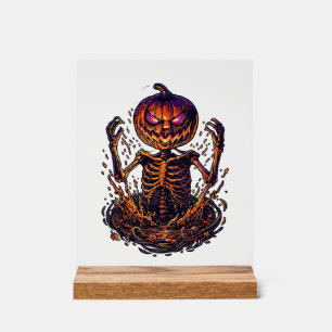 Halloween-Kürbis-Skelett-Magieportal-Flammen_1 Acrylschild