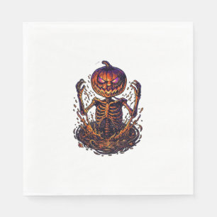 Halloween-Kürbis-Skelett-Magieportal-Flammen_1 Serviette