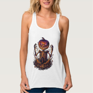 Halloween-Kürbis-Skelett-Magieportal-Flammen_1 Tank Top