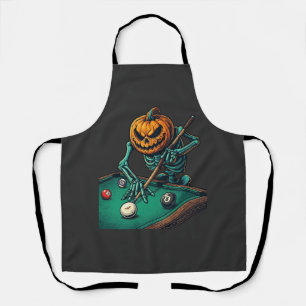 Halloween-Kürbis-Skelett spielt Pool-Billard  Schürze