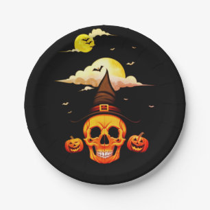 Halloween Kürbis Skull Pappteller