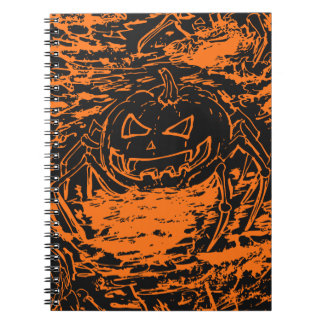 Halloween-Kürbis-Spinne Orange Line Art Notizblock