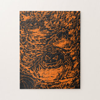 Halloween-Kürbis-Spinne Orange Linienkunst Puzzle