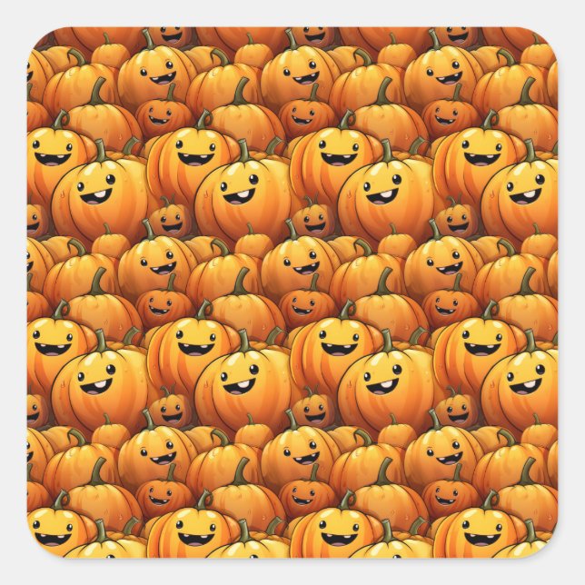 Halloween-Kürbis-Sticker Quadratischer Aufkleber (Vorderseite)