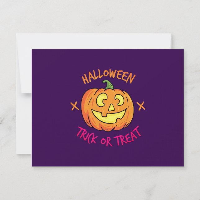 Halloween-Kürbis-Süßes-oder-Saures-Etikett Dankeskarte (Vorderseite)