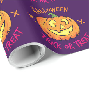 Halloween-Kürbis-Süßes-oder-Saures-Etikett Geschenkpapier