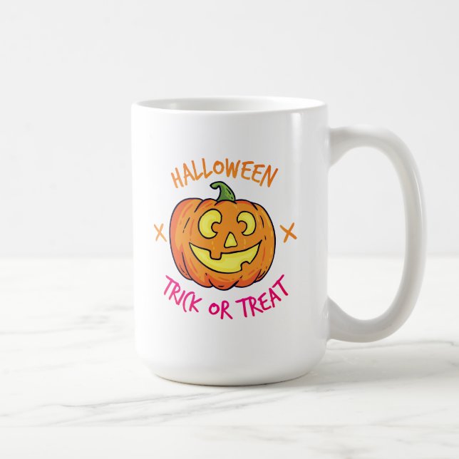 Halloween-Kürbis-Süßes-oder-Saures-Etikett Kaffeetasse (Rechts)
