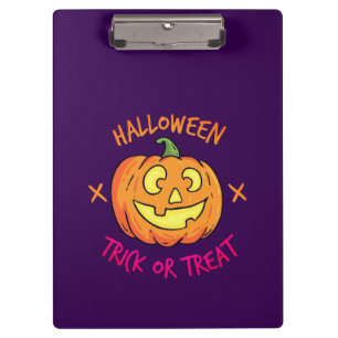 Halloween-Kürbis-Süßes-oder-Saures-Etikett Klemmbrett