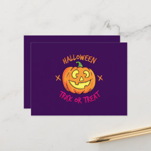 Halloween-Kürbis-Süßes-oder-Saures-Etikett Postkarte