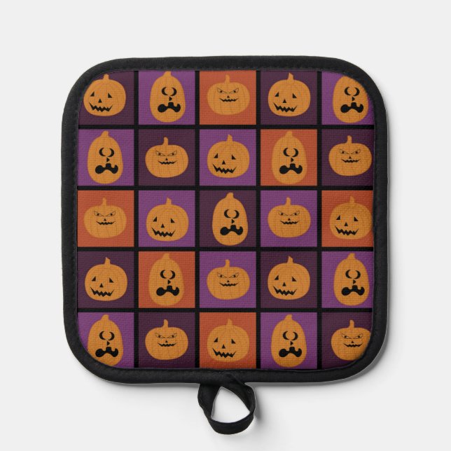 Halloween-Kürbis Topflappen (Vorderseite)