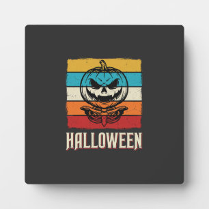 Halloween-Kürbis-Totenkopf Retro Vintage Fotoplatte