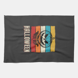 Halloween-Kürbis-Totenkopf Retro Vintage Geschirrtuch