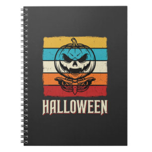 Halloween-Kürbis-Totenkopf Retro Vintage Notizblock
