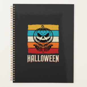 Halloween-Kürbis-Totenkopf Retro Vintage Planer