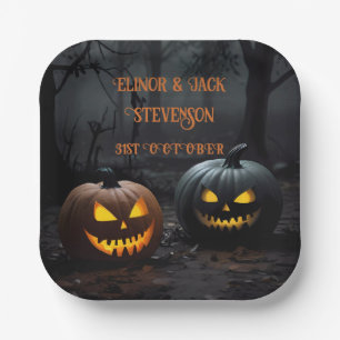 Halloween-Kürbis und Blumenmuster Pappteller